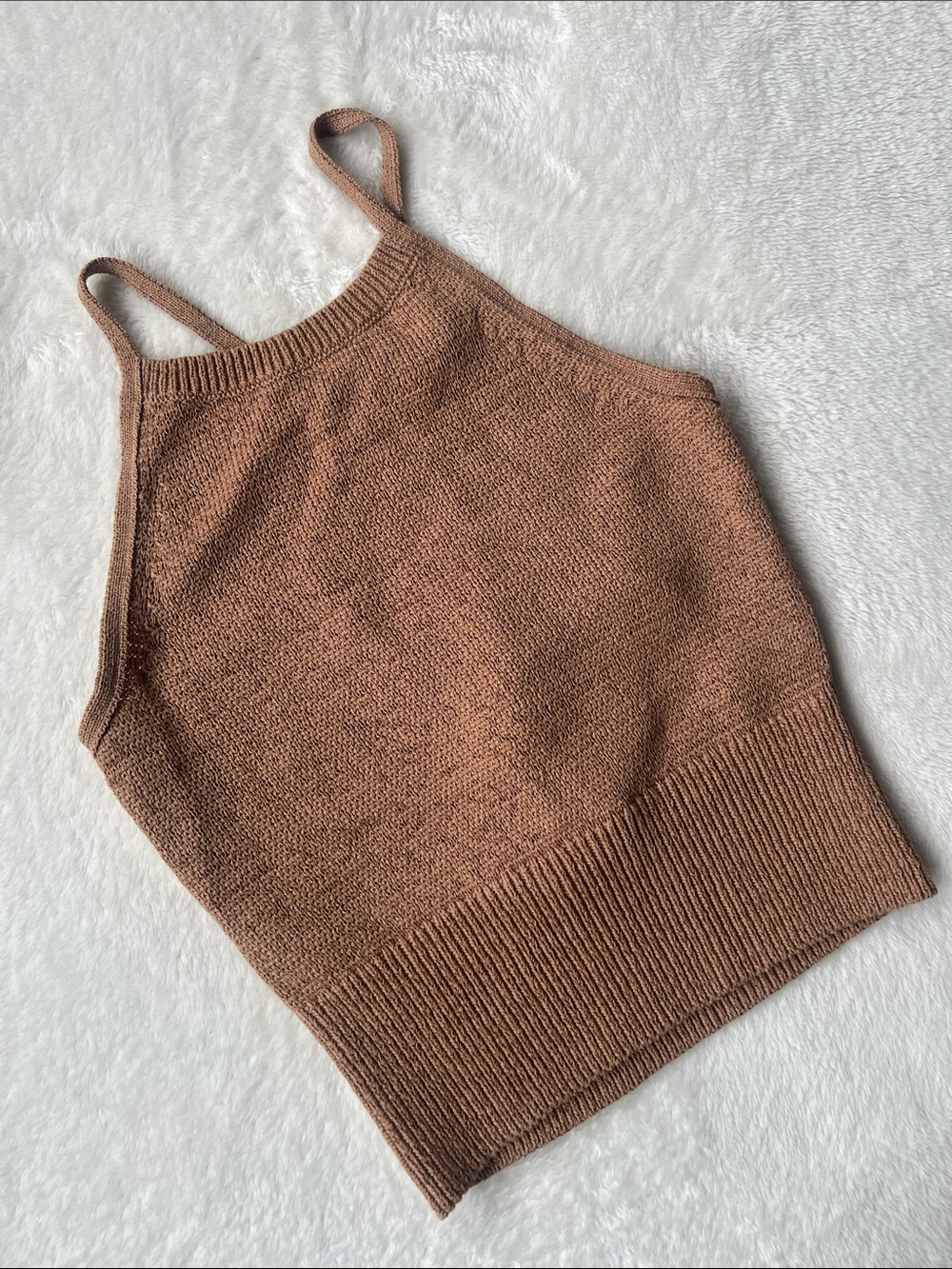 Express Knit Halter Top in Camel